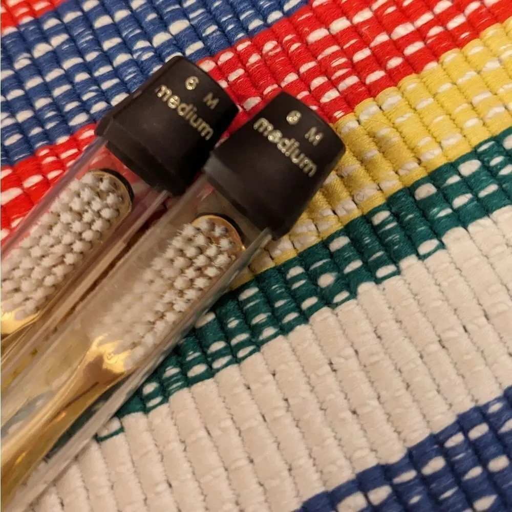 70s 80s Vintage Marshall Fields  gold tone toothbrush‎ set NIP Rare